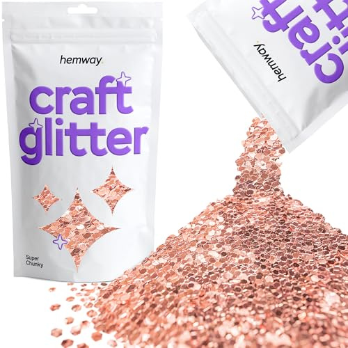 Hemway Craft Glitter Rose Gold 100g Super Chunky Glitter | for Crafts, Resin, Cosmetic, Nail, Face, Body, Festival, Tumblers, Art, Candle, Crafting