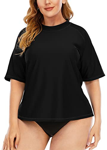 Halcurt Maillot de bain pour femme - UPF 50+ - Taille supérieure, Noir , 3XL grande taille