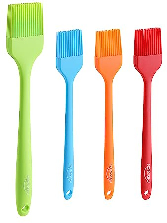 4PCS Silicone Basting Pastry Brush, MONGSEW Heat Resistant Food Brush Spread Oil Butter Sauce for BBQ Grill Baking Kitchen Cooking, BPA Free, Dishwasher Safe (Multicolor, 4 Pcs)