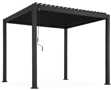 sweeek Pérgola bioclimática de aluminio antracita con listones ajustables - Triunfo 3x3 m