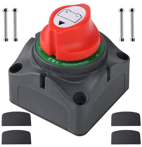Batterie Trennschalter 12V, Batterietrennschalter 12V 24V 48V, Batteriehauptschalter 1-2-Both-OFF, Hauptschalter 12V Stromschalter Akku Batterieschalter Wasserdicht für Auto Boot LKW Yacht KFZ Caravan