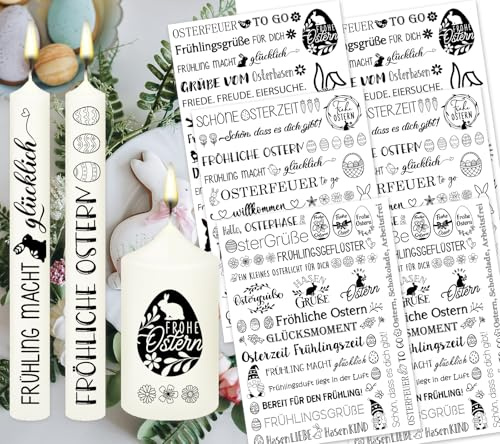 Farbeele 6 tatuajes para velas, impresión de transferencia de agua, 19 x 14 cm, lámina deslizante para velas, pegatinas para velas, decoración de velas para Pascua, cumpleaños y proyectos de
