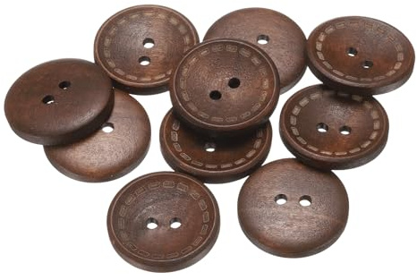 sourcing map 10pcs 40L Wooden Sewing Button 1(25mm) 2 Holes Wood Round Craft Replacement Buttons for Sewing Clothing Pillow DIY Crafts Decoration, Medium Brown