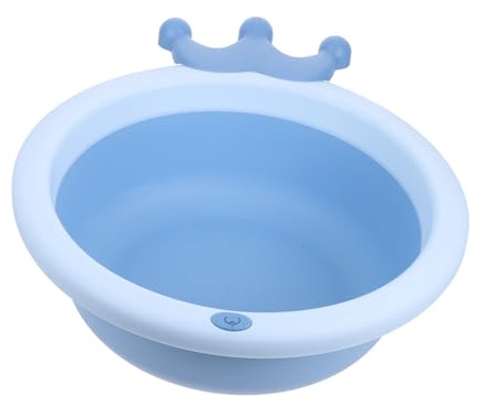TOGEVAL Folding Infant Basin Portable Boys and Girls Wash Basin Baby Face and Foot Wash Blue Folding Tub for Newborns and Travel