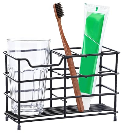 Toothbrush Holder Wall Mounted, Stainless Steel 4 Slot Bathroom Organiser | Rustproof & Waterproof Toothbrush Stand for Sink, Countertop, Travel