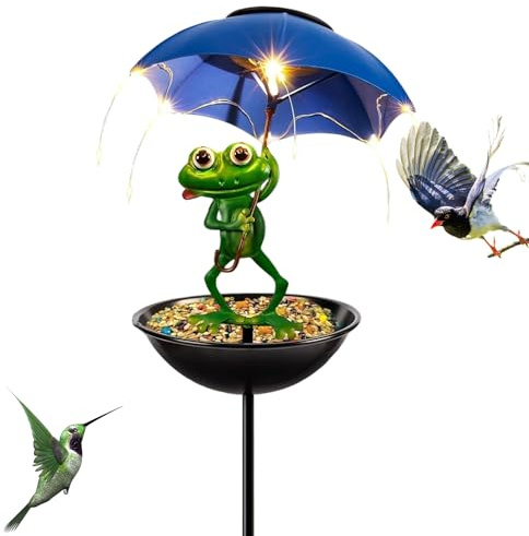 Mangeoire à oiseaux | Lampe solaire décorative pour le jardin – Distributeur de nourriture pour oiseaux en métal, pour l'extérieur, le jardin, la cour, le balcon, le sol, le paysage