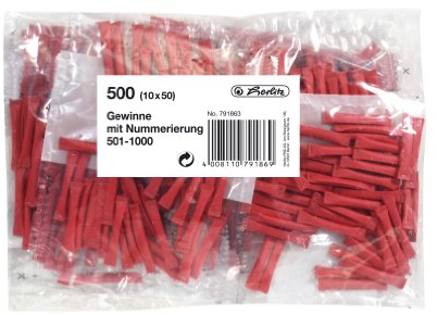 Herlitz 791863 Gewinnlose 501-1000 10x50 Stück rot, nummeriert