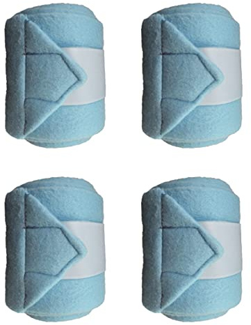CHALLENGER Horse Leg Care Grooming Tack Soft Fleece Set of 4 Polo Wraps Sky Blue 95R01