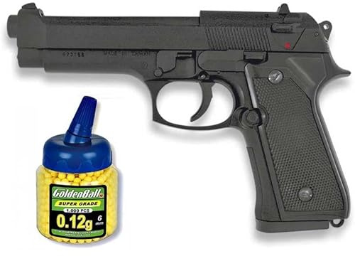 Outletdel ocio Pistola Airsoft MF-9S metálica. Calibre 6mm + 1000 Bolas. 45878/21993