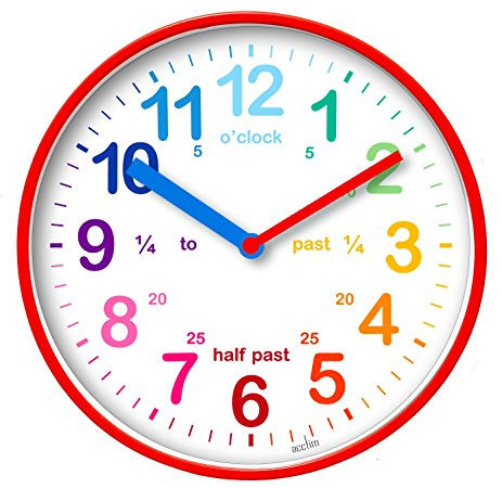 Acctim 22524 Wickford - Orologio da parete per bambini, colore rosso (versione inglese)