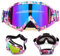 E-Soul Motorrad Goggle Motocross Wind Staubschutz Fliegerbrille Snowboardbrille Schneebrille Skibrille Wintersport Brille Für Damen Und Herren Jungen Und Mädchen (White-Blue-Purple Multicolor)