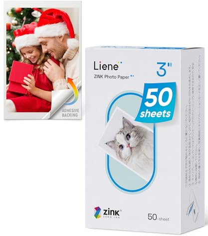 Liene Zink Pearl K100 Photo Paper 2x3″ 50 Sheets, Premium Photo Printer Paper w/Adhesive Back, Waterproof, Smudge Proof, Tear Proof, Instant Photo Paper Compatible w/Liene 2x3″ Photo Printer Scrapbook