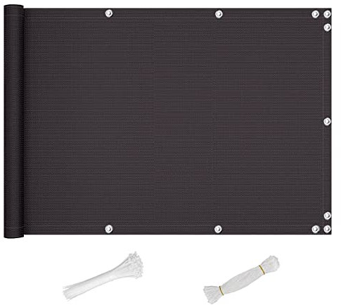 QINGLV Balcón Pantalla Protección 110x300cm Cubierta De Privacidad De Balcón Resistente Al Viento Y Al Agua Privacidad Balcon Exterior para Jardín Balcón Terraza -Gris Oscuro