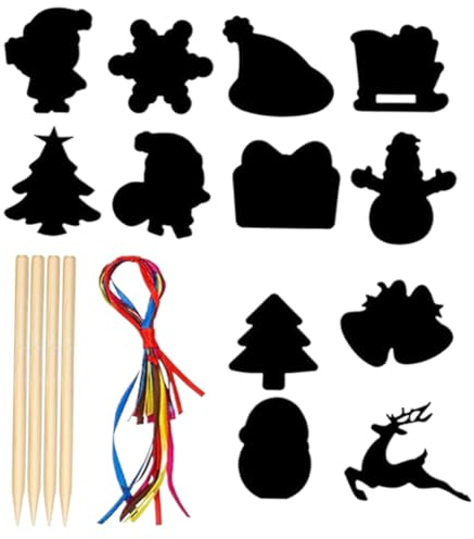 ifundom 1satz Xmas Thema Kratzbilder Set Kreative Weihnachtskarten Zum Basteln Buntes Kratzpapier Dekoration Für Weihnachten Geschenkanhänger Und Festliche Kunstprojekte