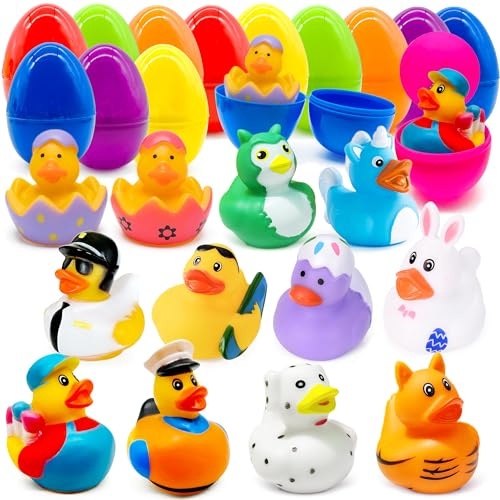 Edmirfun Paquete de 12 Huevos de Pascua Precargados, con Pato de Goma para la búsqueda de Huevos de Pascua,Relleno de cestas de Pascua, Decoraciones, Regalos Fiesta Sorpresa de Pascua para niños