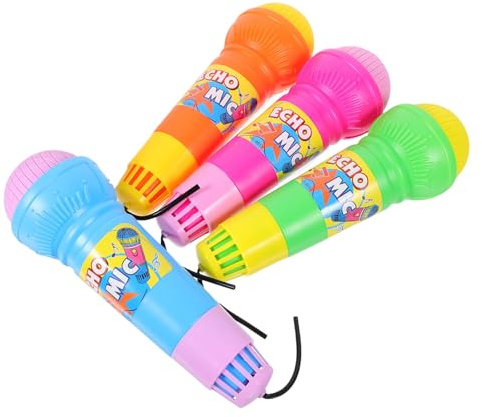 Kisangel 4pièces Microphone Echo Jouet pour Garçon Fille Plastique Lot de Micros Simulés Légers pour Karaoké Et Fête