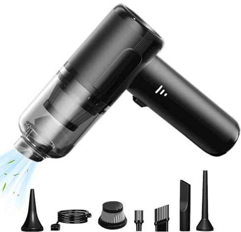 Hitburu Aspiradora De Mano,Aspiradora Compacta - Soplador Inalámbrico Recargable para Teclado Garaje Colchón Alfombra Y Pelo De Mascotas