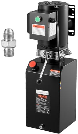 VEVOR Hydraulisk pump, hydraulapparat AC 220 V, 15 Qt enkelverkande hydraulenhet, 6,3 l/min oljeflöde, max. Flödestryck 22 MPa för truckar bilverkstäder billyftscener, svart