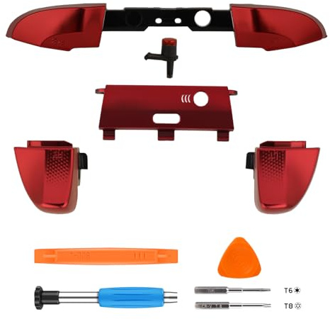 TOMSIN LB RB Bumper Button Replacement Kit for Xbox Elite Series 2 Controller, Shoulder Trigger Button Parts with Bluetooth Button and Tools(Red)