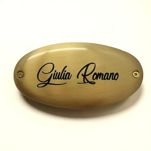 LenCon Incisioni Targa Ovale in Ottone Finitura Satinata misura 12x6 cm. per Porta con Incisione Personalizzata Ingresso Porta Casa Ufficio Azienda