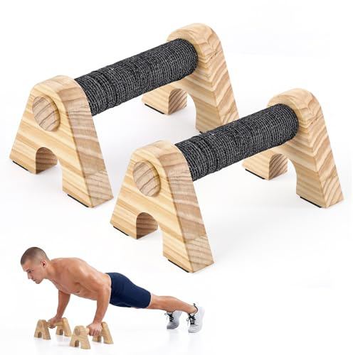 Parallettes,Parallèle Calisthenics en 2 Poignées De Pompes ParallèLes En Bois,PoignéEs Antidérapantes Barres Parallèles Pour L'IntéRieur Et L'Extérieur Pour La Calisthénie Handstands, Street Workout