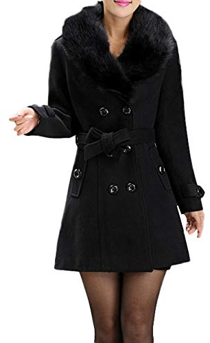 Duffle Coat en Laine Femme Manteau Fausse Fourrure Fausse Fourrure Hiver Solde Femmes Veste Long Trench Classique Outwear Overdose