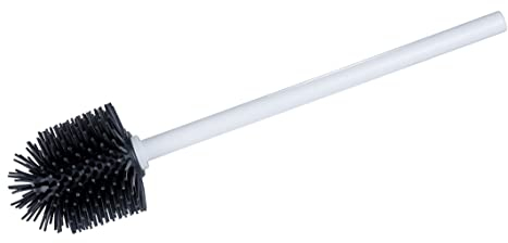 WENKO Silikon WC-Bürste, Ersatzbürste für WC-Garnituren mit antibakteriellem Stiel und auswechselbarem Bürstenkopf aus Silikon zur hygienischen Reinigung der Toilette, (B/T x H): Ø 7,5 x 35 cm, Weiß