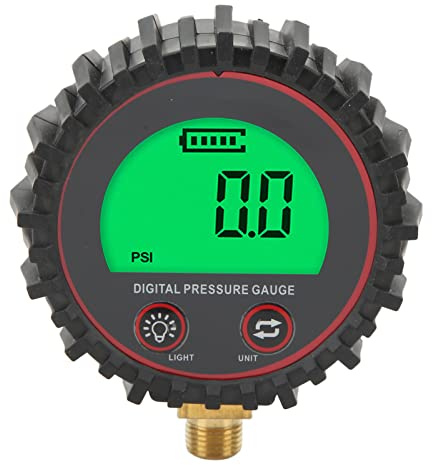 Aramox Luftdruck Digitalanzeige Manometer Reifendruckmesser Aufblasbares Manometer Digital Manometer Großbild Digitalanzeige Manometer Gewinde M11X1 Versand ohne Batterie Rotes