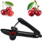Dénoyauteur à Cerises Dénoyauteurs de Cerise et Olives Avec Silicone Souple Qualité Alimentaire Acier Inoxydable Pour Un Retrait Rapide des Pierres Fruits Faire la Confiture Gelée(Noir)