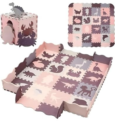 ASENME Tapis de Jeu Enfant 36 pièces XL 145x145cm (Grenat)