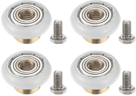 PATIKIL 20mm Roulettes de Tiroir, 4 Ensembles Poulies de Positionnement en Nylon pour Petits Tiroirs, Roue de Remplacement avec Rondelle à Ressort et Vis pour Glissières Classeur, Blanc