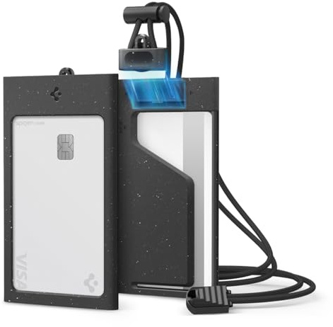 Spigen MagSlide Badgehållare ID-korthållare med rem Vertikal ID-kortfodral Avtagbar Lanyard ID-väska - Svart