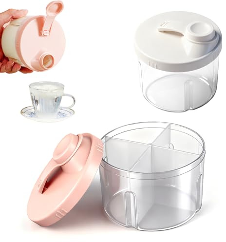 2 Stück Milchpulver Portionierer Baby, Milchpulver Aufbewahrungsbox, Tragbarer Milchpulver Box, Milchpulver-Spender Mit Fächern, Snack-Aufbewahrungsbehälter, Portionierer Milchpulver