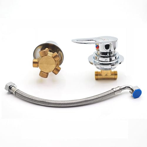 2/3/4/5 Way Split Shower Diverter Valve, Solid Brass Cold & Hot Water Mixer Bathroom Faucet Tap, Thread/Intubation Bathtub Tap for Shower Cabin/Steam Room (Thread 5 Way)