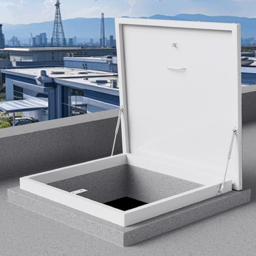 Trampilla de Techo Aleación de Aluminio, Acceso al Tejado, Tapa Claraboya, Ventana de Techo para Ático/Invernadero, Pozo de Luz para Buhardilla(19.6 * 19.6in/50 * 50cm)
