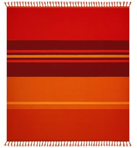 SACAR Serviette de plage Kerala 210 x 240 cm - Coton doux et absorbant - Séchage rapide - Idéal pour la plage, la piscine, le camping et la maison (RED)
