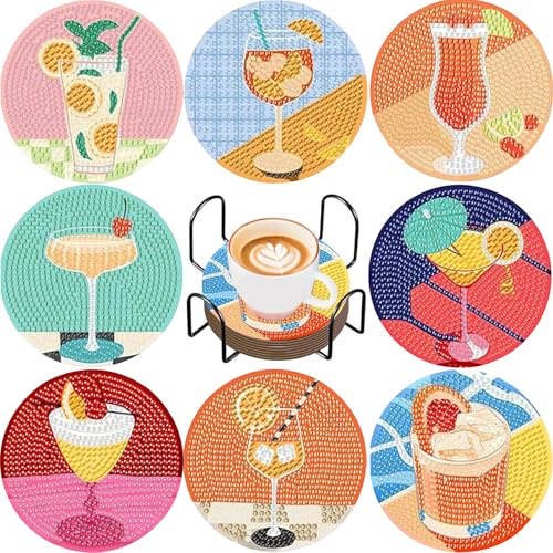 Zyluniy 8 DIY Diamond Painting Kit con Soporte, Diamond Painting Adultos, DIY Pintura de Diamantes, Decoración del Hogar,Regalos,Kit Manualidades Adultos