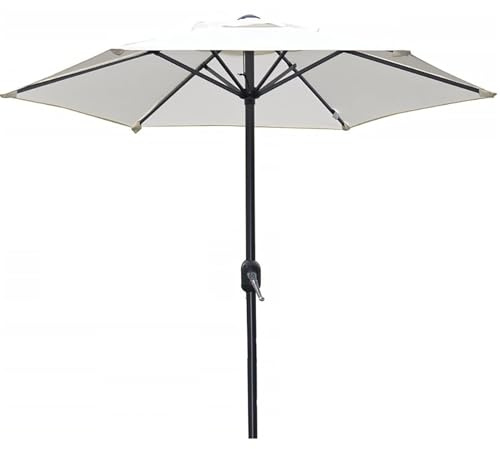 Parasol de terrasse de 9 Pieds avec manivelle Parasol de Table de marché extérieur pour Piscine Jardin Plage et Restaurant,Blanc