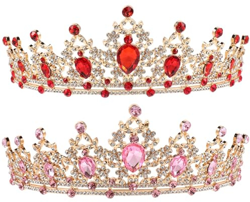 SAFIGLE Lot de 2 diadèmes pour tout-petits : couronnes de princesse pour filles, accessoires pour cheveux, diadèmes à strass, coiffures d'anniversaire pour bébés filles