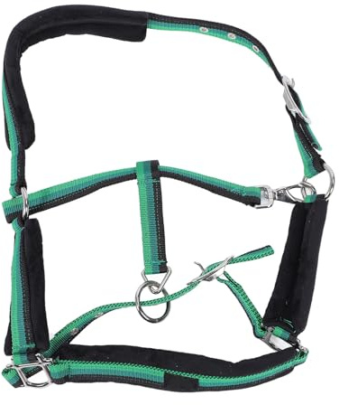 Baxnore Horse Halter Adjustable Heavy Duty Nylon Padded Anti Rubbing Snap Hook Training Halter for Horses with Chin Throat Protection Equestrian Gear (M)