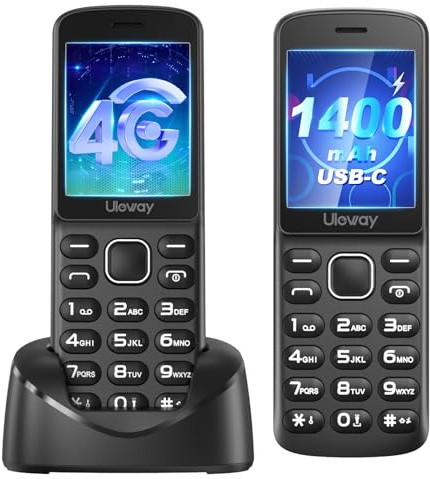 Ufferson 4G Téléphone Senior Portable Débloqué avec Grandes Touches, Grand écran 2,4”