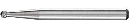 PFERD Carbide Burr, Ball Shape, KUD, Teeth Micro, Burr Diameter 2 mm, Shaft Diameter 3 mm, Length 33 mm, 21211033 - for fine Machining on Almost All Materials up to 68 HRC