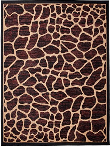 Carpeto Tierfell Teppich Schwarz 120 x 170 cm Afrika Muster Kurzflor Verona Kollektion