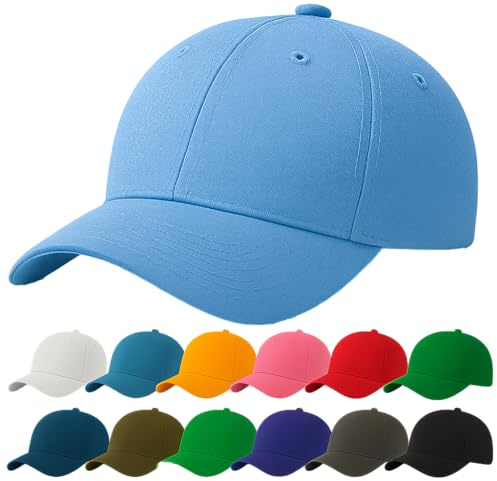 4sold Baseballkeps unisex, i bomull, ren färg, baseboard basebollkeps, Himmelsblå, En Storlek