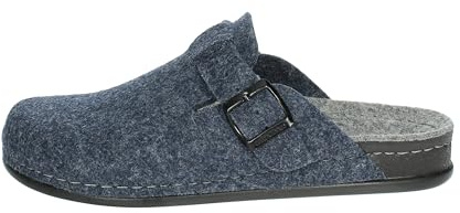 Grunland Reps CI1016 A6 Blu Grigio Uomo Ciabatte Pantofole Tirolesi in Lana Cotta Feltro Calde Suola in Gomma Fibbia Regolabile Invernali (Numeric_41)