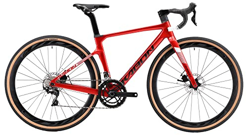 KABON Bici da Strada in Ghiaia di Carbonio, Bicicletta con Telaio in Fibra di Carbonio T800 con Bicicletta da Corsa con Freno a Disco 105 22 velocità