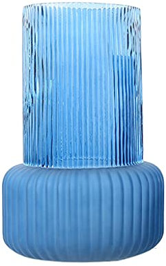 Vasen Einfache vertikale Muster Glas vase hydroponisch blau helle Luxus vase modern Wohnzimmer Blume anordnung blumeutensilien Essen Tisch Dekoration Ornamente Vase Groß (Size : B)