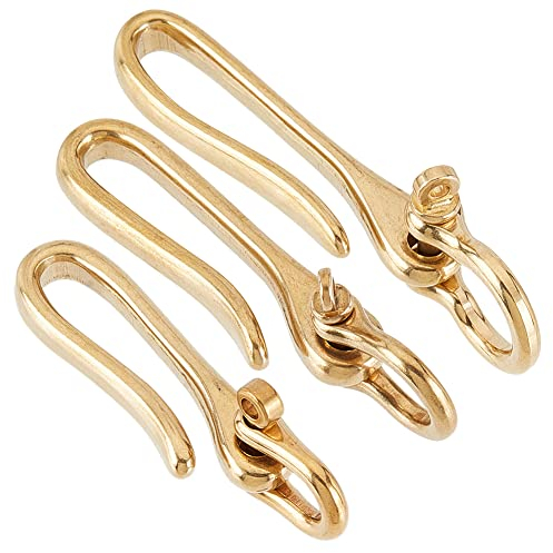 PandaHall 3 Größe U Haken Schlüsselanhänger, Goldener Angelhaken, Goldener Brieftaschen Clip Halter Mit Ring, Taschenclip, Metall, Auto Schlüsselanhänger Für Männer, Frauen, Brieftasche