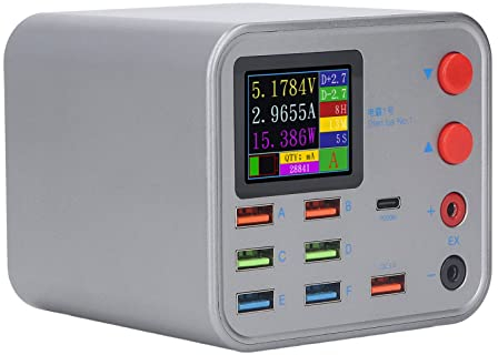 USB-C-Ladegerät, Kabellose USB-Ladestation mit 8 Anschlüssen und Digitalanzeige, Tragbares 45-W-USB-C-Schnellladegerät für Tablets, Laptops, Telefone, mit Mehreren