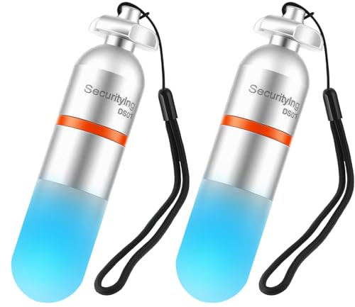 SecurityIng 2Pcs Scuba Dive Strobe Signal Lamp, Mini Tank Light Night Dive Marker Light, Underwater 150M LED Flashing Safety Light Beacon Diving Light with AAA Battery (Blue)